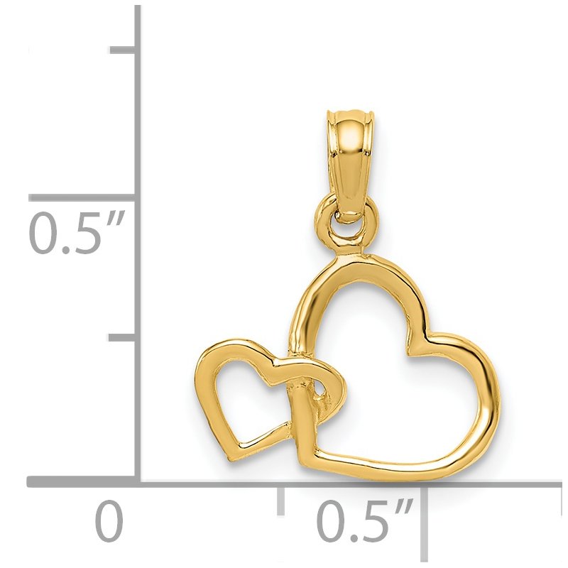14K Polished Intertwined Double Heart Pendant
