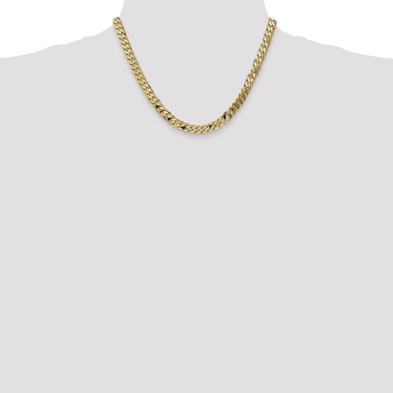 14K 26 inch 7.25mm Flat Beveled Curb with Lobster Clasp Chain