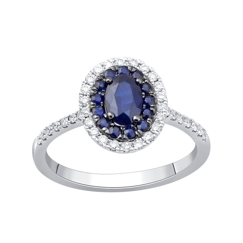 14K 0.27 Ct Diamond &amp; Sapphire Ring