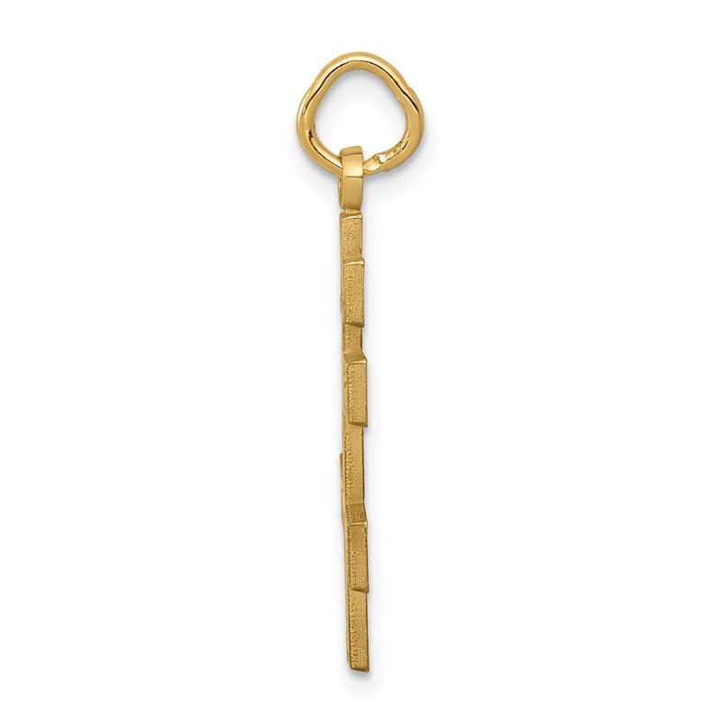 14k Satin and Textured Diamond-cut Eastern Orthodox Cross Charm