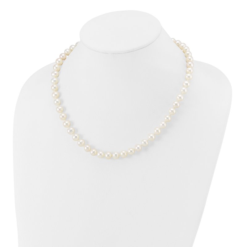14k 7-8mm White Near-Round Freshwater Cultured Pearl 16 inch Necklace