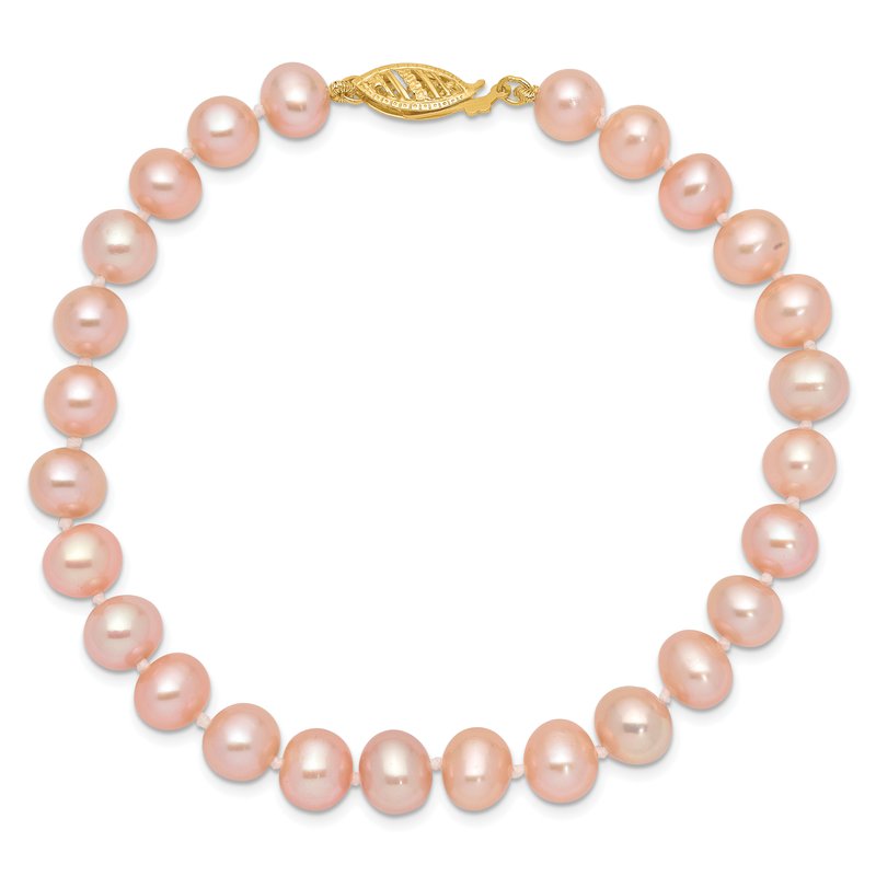 14k 7-8mm Pink Near-Round Freshwater Cultured Pearl 16 inch Necklace