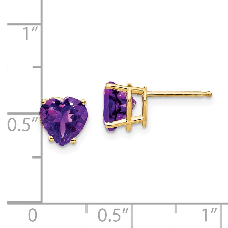 14k 7mm Heart Amethyst Post Earrings