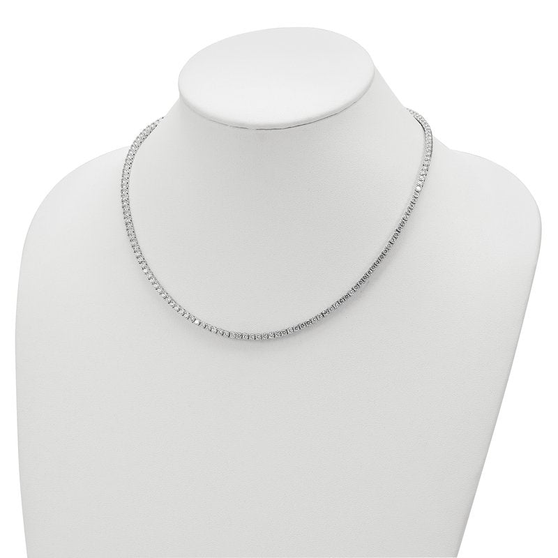 14k White Gold Complete 6.68 carat Round AAA Diamond 17.5 inch Necklace