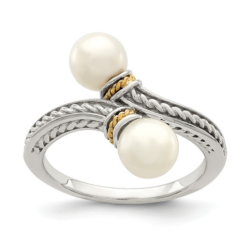 Sterling Silver with 14K Accent 6-7mm Freshwater Cultured Pearl Ring