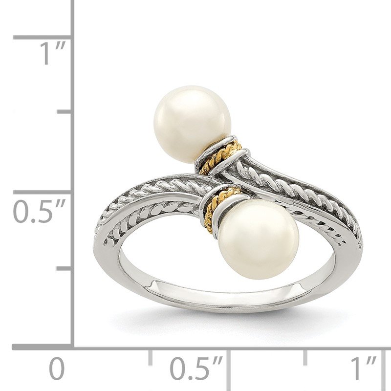 Sterling Silver with 14K Accent 6-7mm Freshwater Cultured Pearl Ring