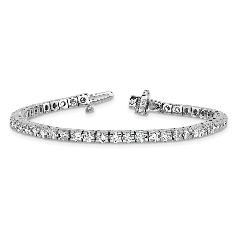14k White Gold Complete 4.65 carat Round VS Diamond 4-prong 7 inch Tennis Bracelet
