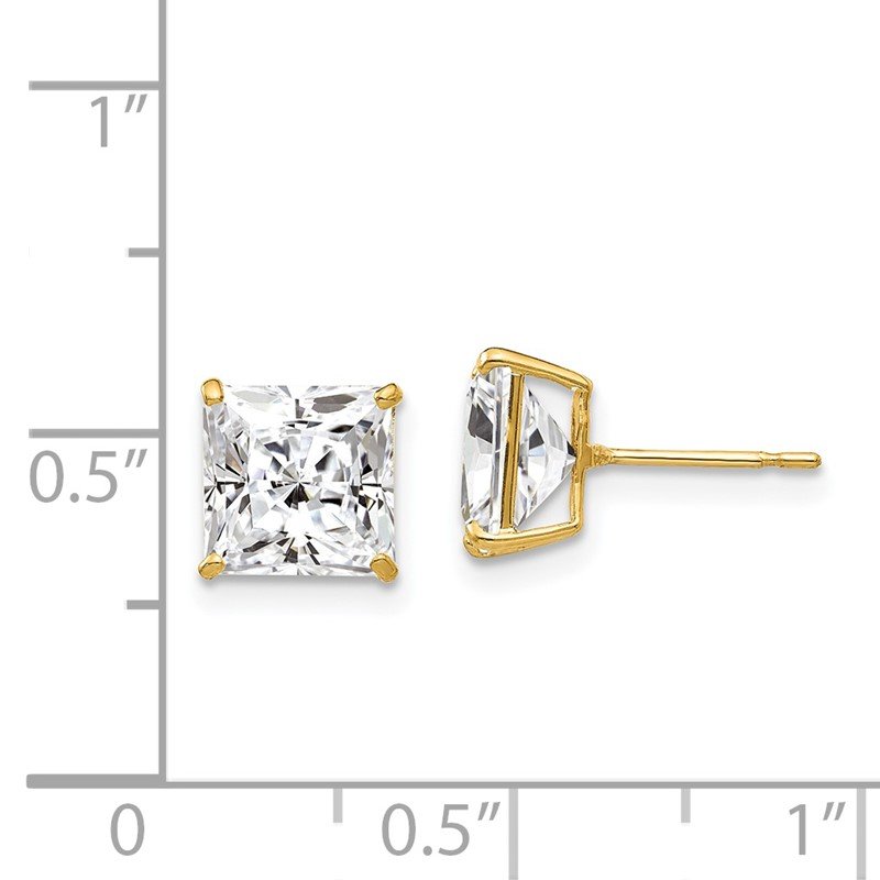 14k 7mm Square CZ Post Earrings