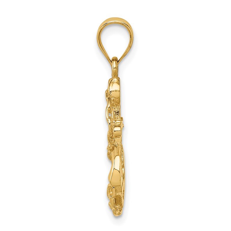 14K Polished Anchor and Chain Pendant