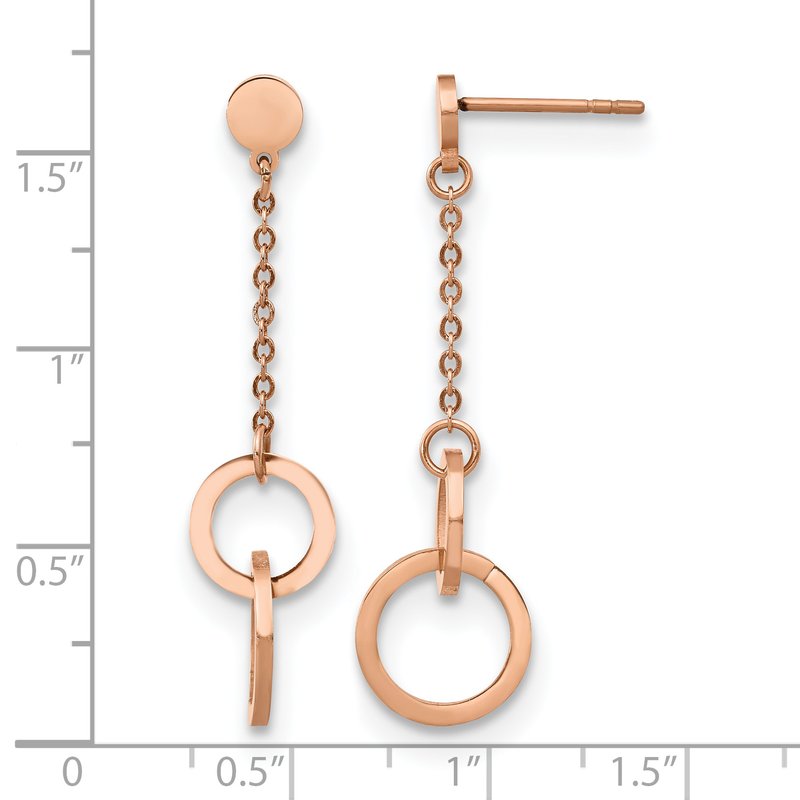 Stainless Steel Polished Rose IP-plated Post Dangle Earrings