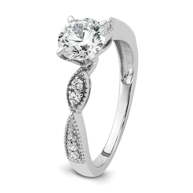 14K White Gold 1/6 carat Lab Grown Diamond VS+ F+ Semi-Mount Round Engagement Ring