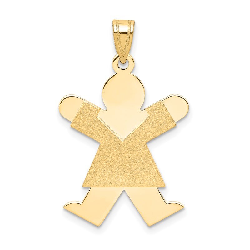 14k The Kids Solid Satin Medium Girl Engravable Joy Charm