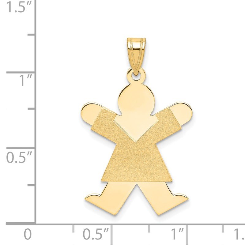 14k The Kids Solid Satin Medium Girl Engravable Joy Charm