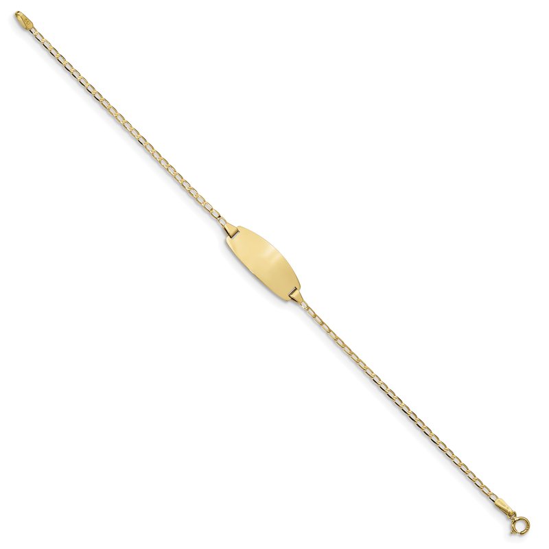 14k Polished Solid Chain/Solid Plate Curb Link Oval 18.5x8.5mm Plate 5.5 inch Baby/Child ID Bracelet