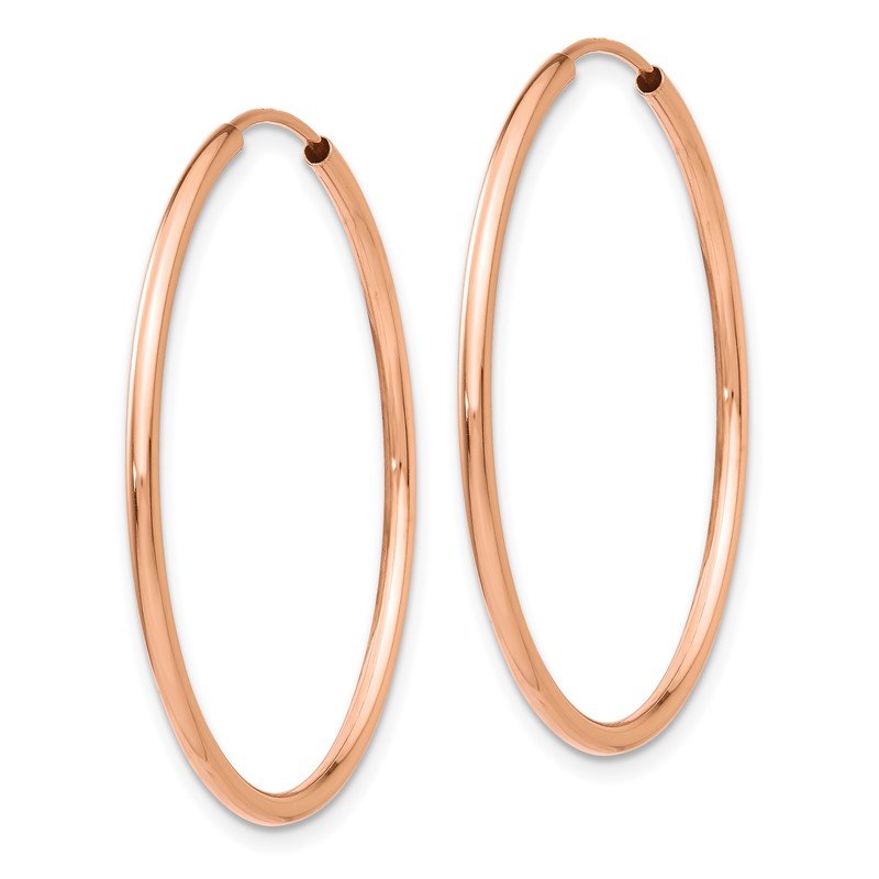 14k Rose Gold 1.5x30mm Polished Endless Tube Hoop Earrings