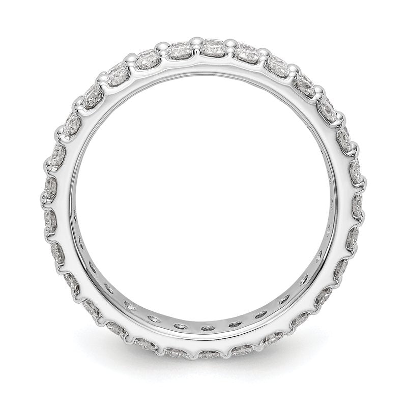 14K White Gold 2 carat Lab Grown Diamond VS+ F+ Complete Double Row Size 4.5 Eternity Band