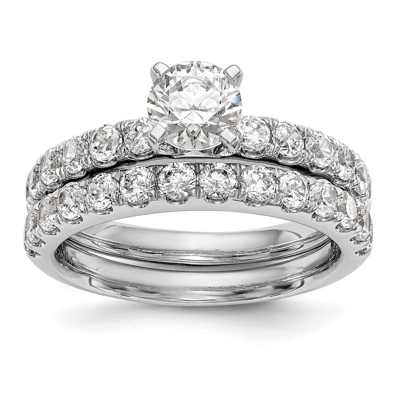 14K White Gold 1/2 carat Lab Grown Diamond VS+ F+ Semi-Mount Peg Set Engagement Ring