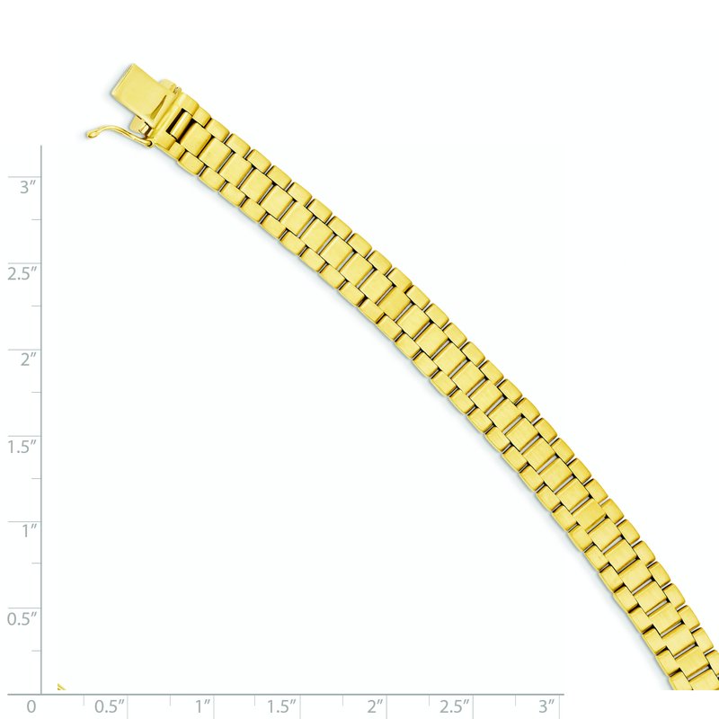 14k Polished and Satin 8mm Mens Fancy Link 8 inch Bracelet