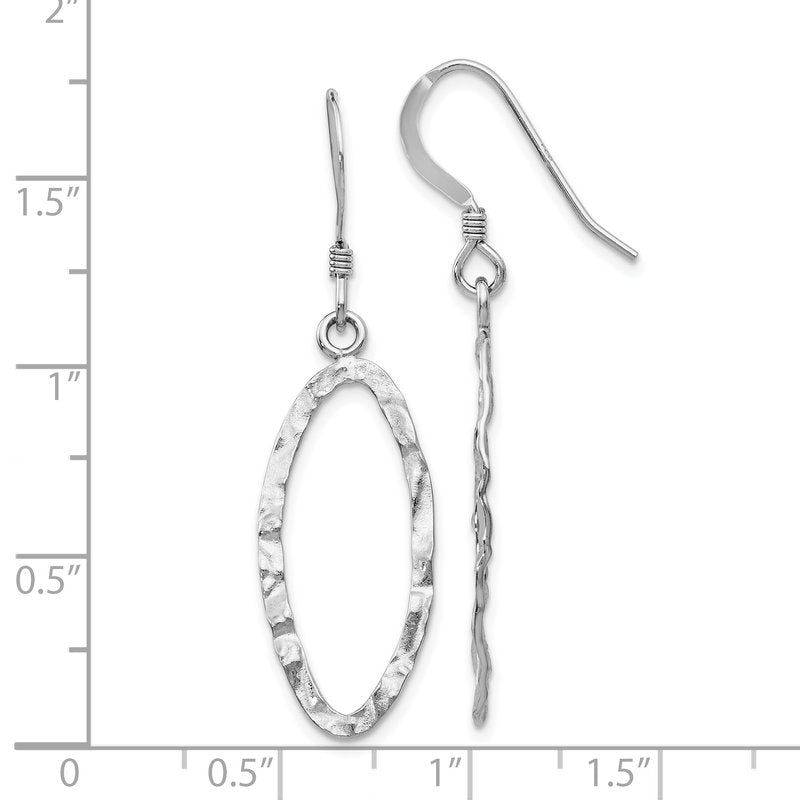 Sterling Silver Rhodium-plated D/C Shepherd Hook Dangle Earrings
