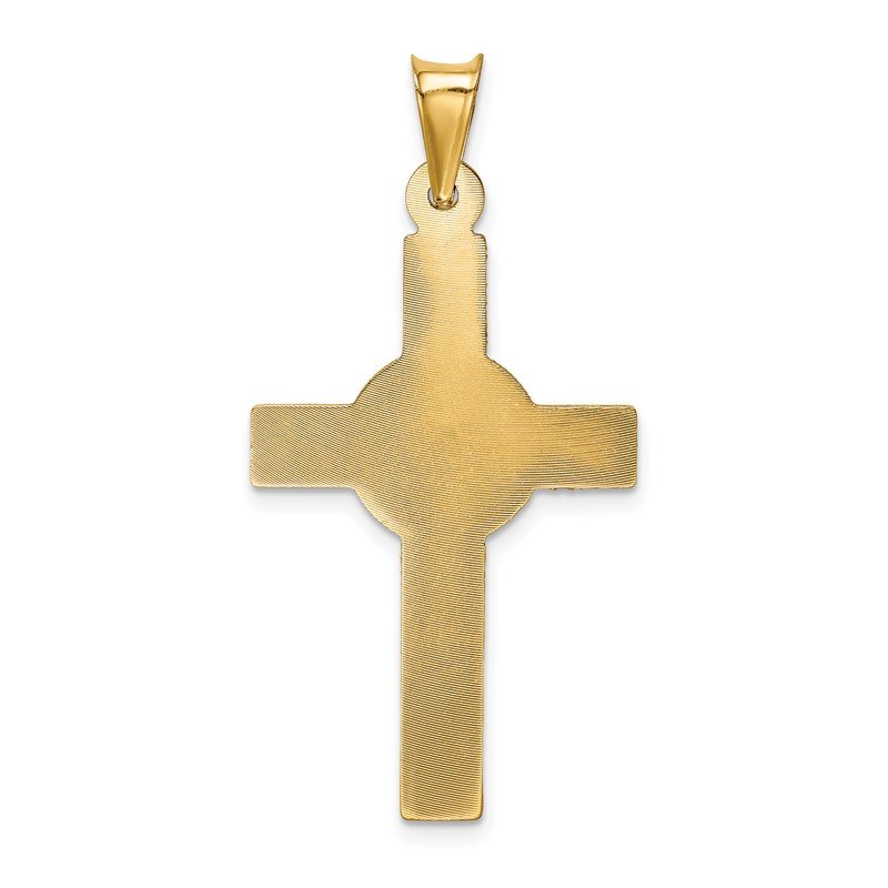 14k Polished Satin and Diamond-cut Crucifix Pendant
