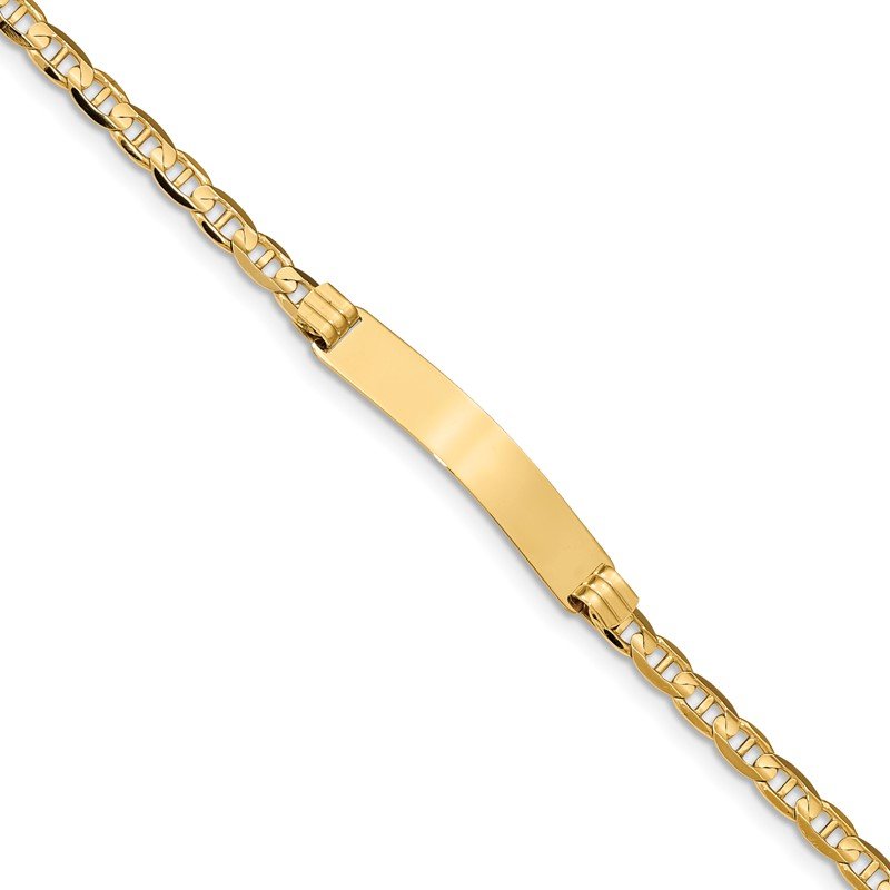 14k Polished Solid Chain/Solid Plate Anchor Link 33.5x7mm Plate 7 inch ID Bracelet