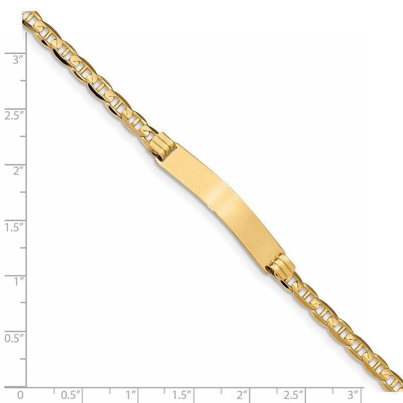 14k Polished Solid Chain/Solid Plate Anchor Link 33.5x7mm Plate 7 inch ID Bracelet