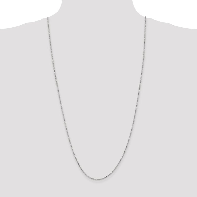 14K White Gold 10 inch 1.65mm Diamond-cut Cable with Lobster Clasp Anklet