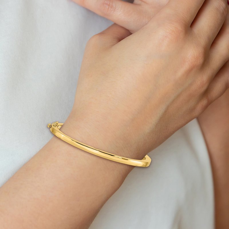 14k 3.6mm Polished Solid Hinged Oval Bangle Bracelet
