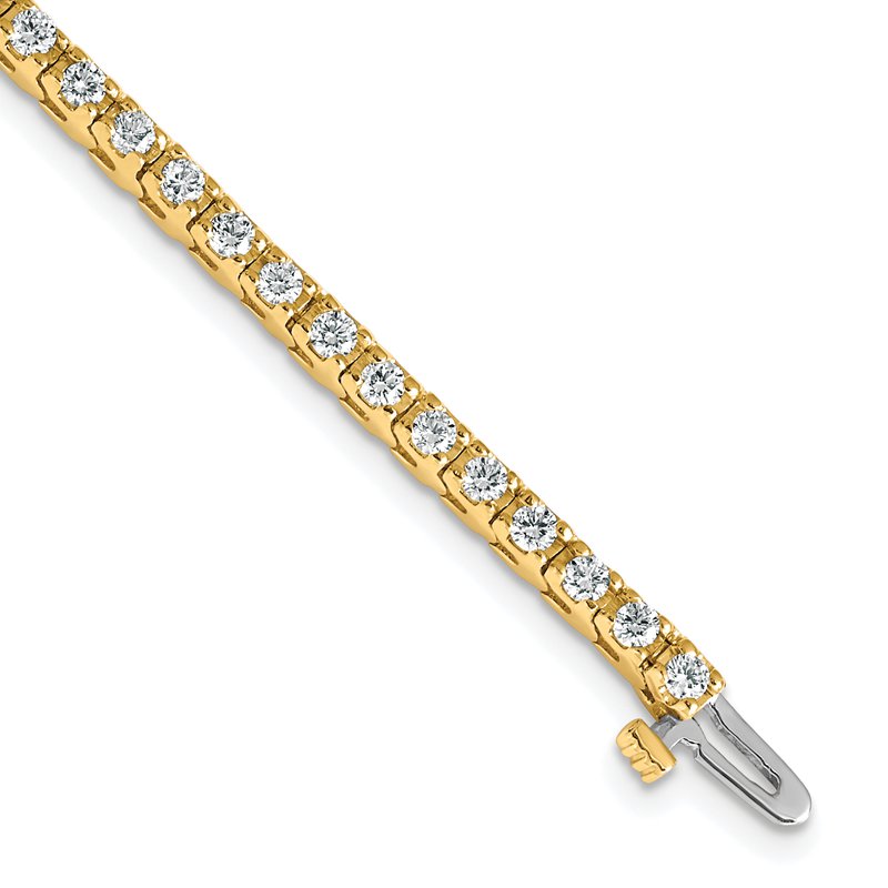 14K Yellow Gold 2 1/5 carat Lab Grown Diamond VS+ F+ Complete Tennis Bracelet