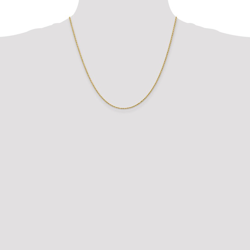14K 14 inch 1.3mm Diamond-cut Solid Machine Made Rope with Lobster Clasp Chain