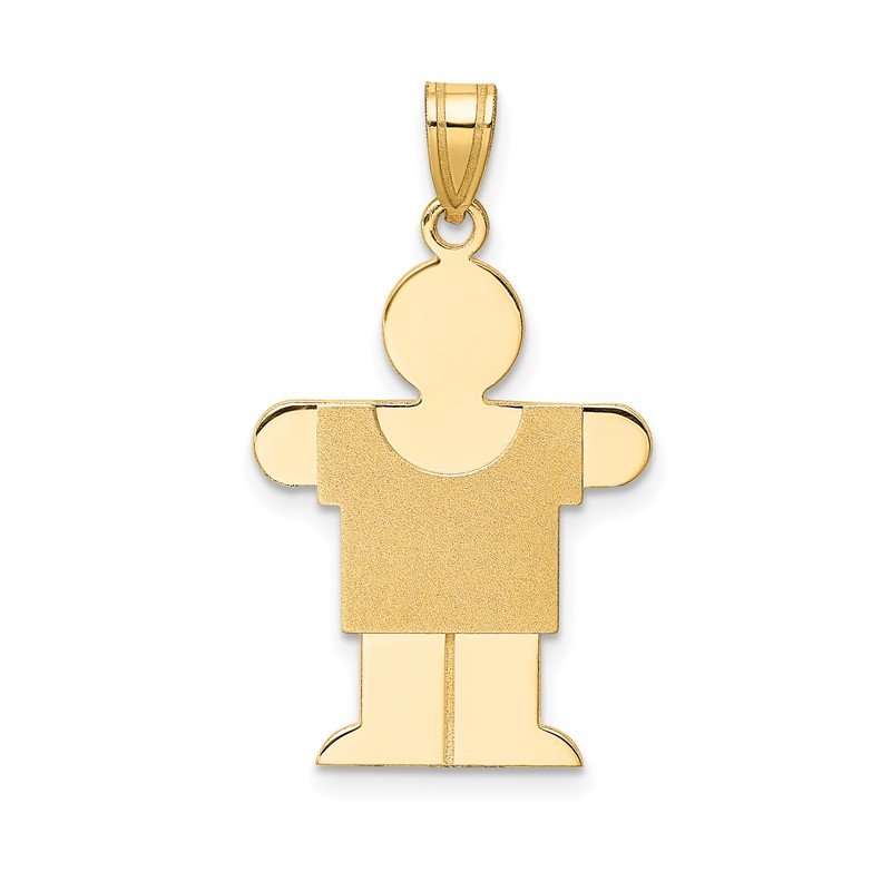 14k The Kids Solid Satin Medium Boy Engravable Hugs Charm