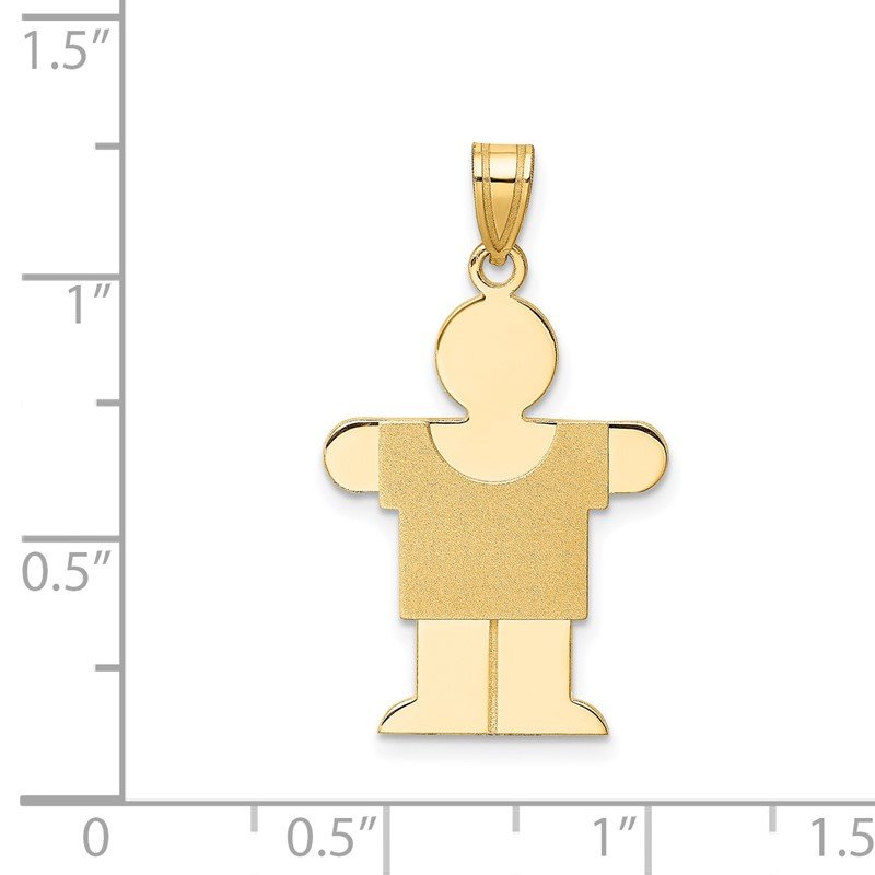 14k The Kids Solid Satin Medium Boy Engravable Hugs Charm