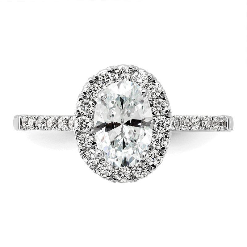 14K White Gold 1/3 carat Lab Grown Diamond VS+ F+ Semi-Mount Oval Halo Engagement Ring