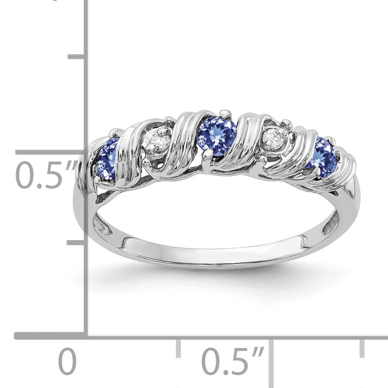 14k White Gold 2.75mm Tanzanite VS Diamond ring