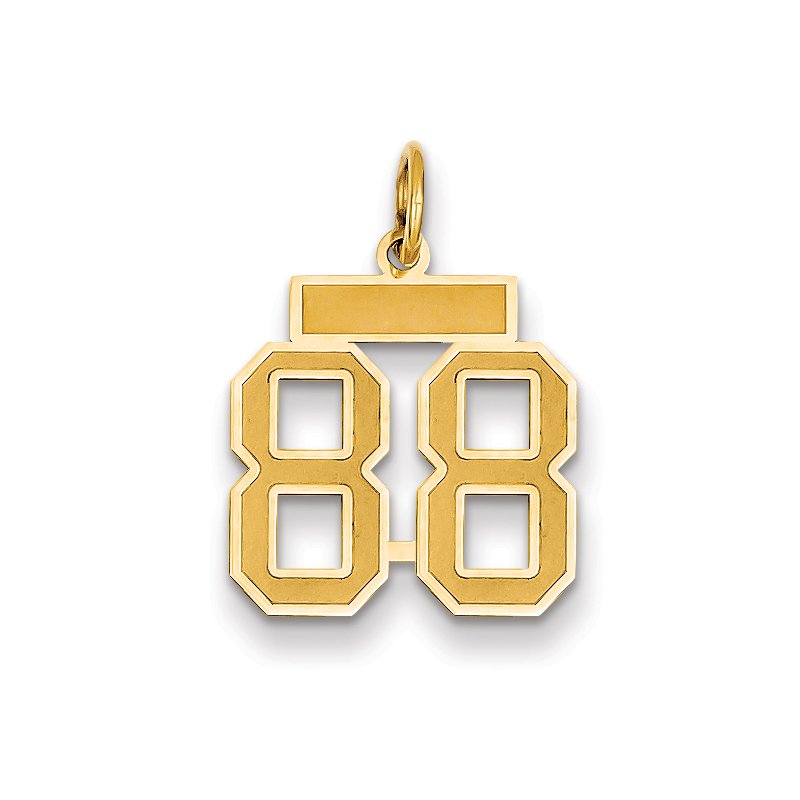 14k Small Satin Number 88 Charm