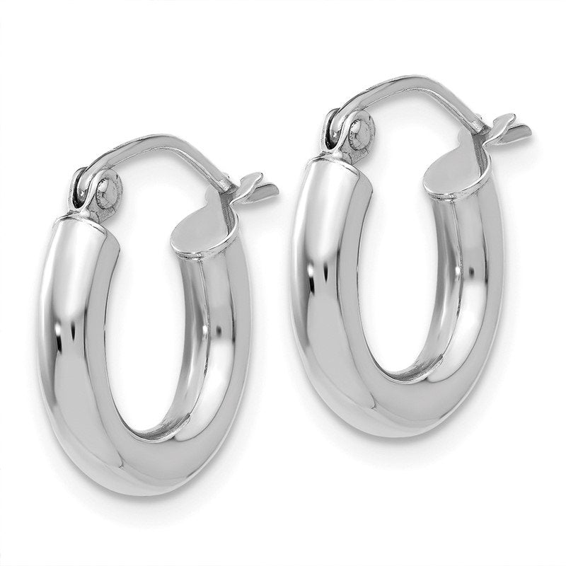 14K White Gold 3x14mm Polished Lightweight Tube Hoop Earrings