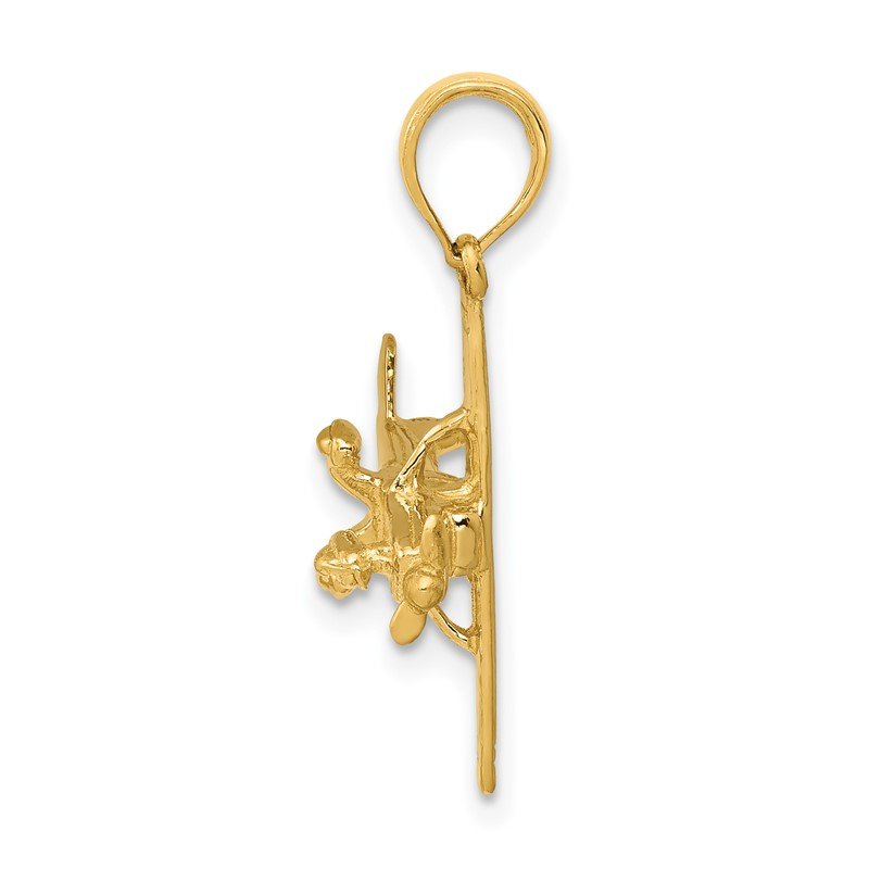 14k 3-D High-Wing Airplane Pendant