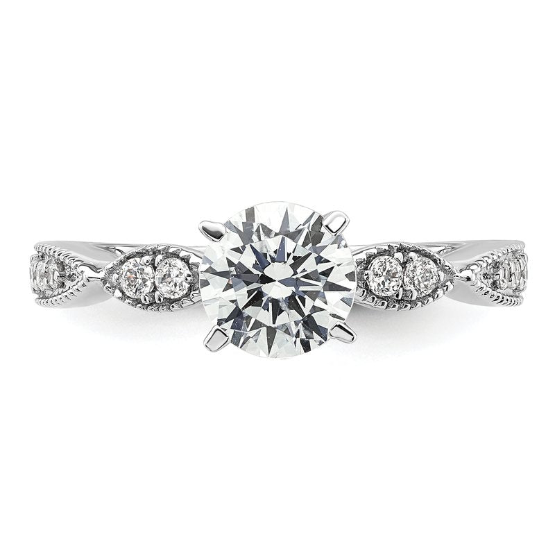 14K White Gold 1/6 carat Lab Grown Diamond VS+ F+ Semi-Mount Round Engagement Ring