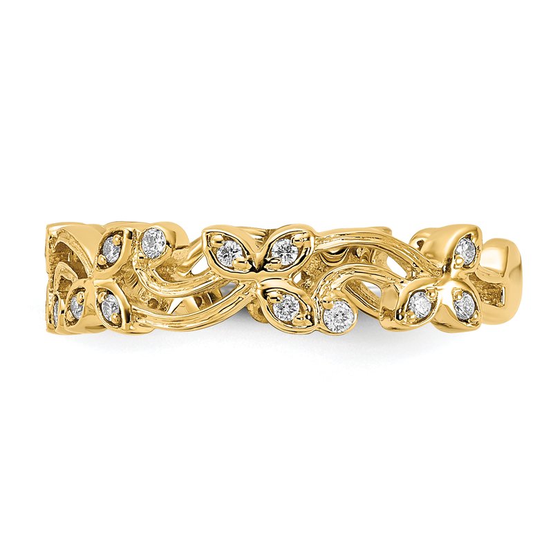 14k White Gold Diamond Floral Band