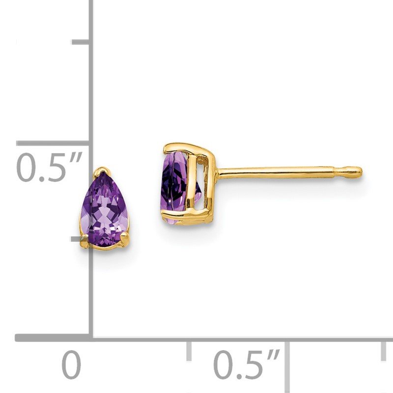 14k 5x3mm Pear Amethyst Post Earrings