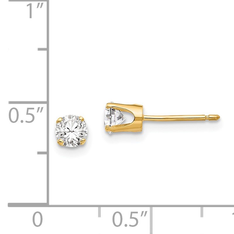 14k 4mm Round CZ Stud Earrings