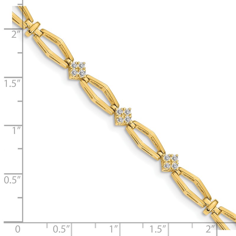14k Complete 1/5 carat Round AAA Diamond Cluster Fancy 7 inch Bracelet