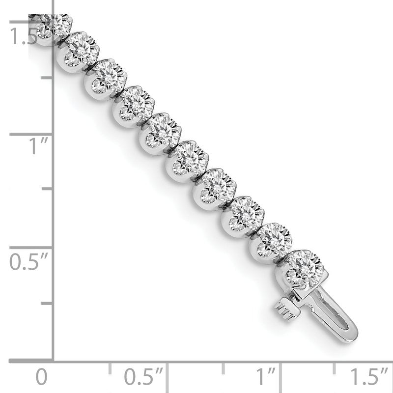 14k White Gold Complete 3.8 carat Round AAA Diamond 4-prong 7 inch Tennis Bracelet