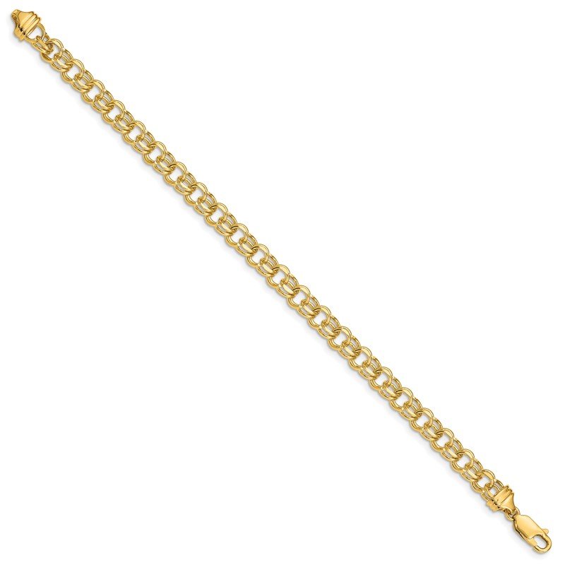 14k 5.5mm Diamond-cut Solid Heavy Double Link 7 inch Charm Bracelet