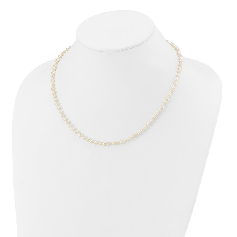 14k Children's 3-4mm White Semi-Round Freshwater Cultured Pearl 12 inch Necklace