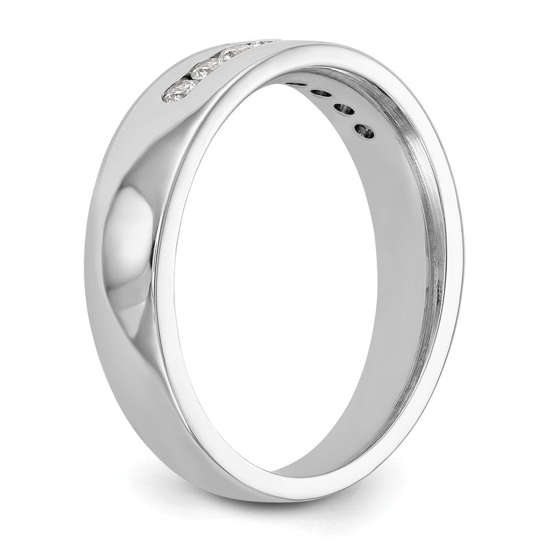 14K White Gold Men's 1/3 carat Lab Grown Diamond VS+ F+ Complete Channel Band