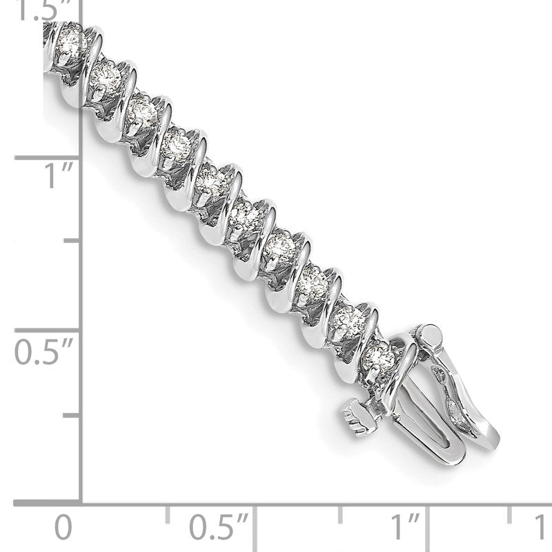 14k White Gold Complete 1.95 carat Round AAA Diamond Fancy Spiral 7 inch Tennis Bracelet