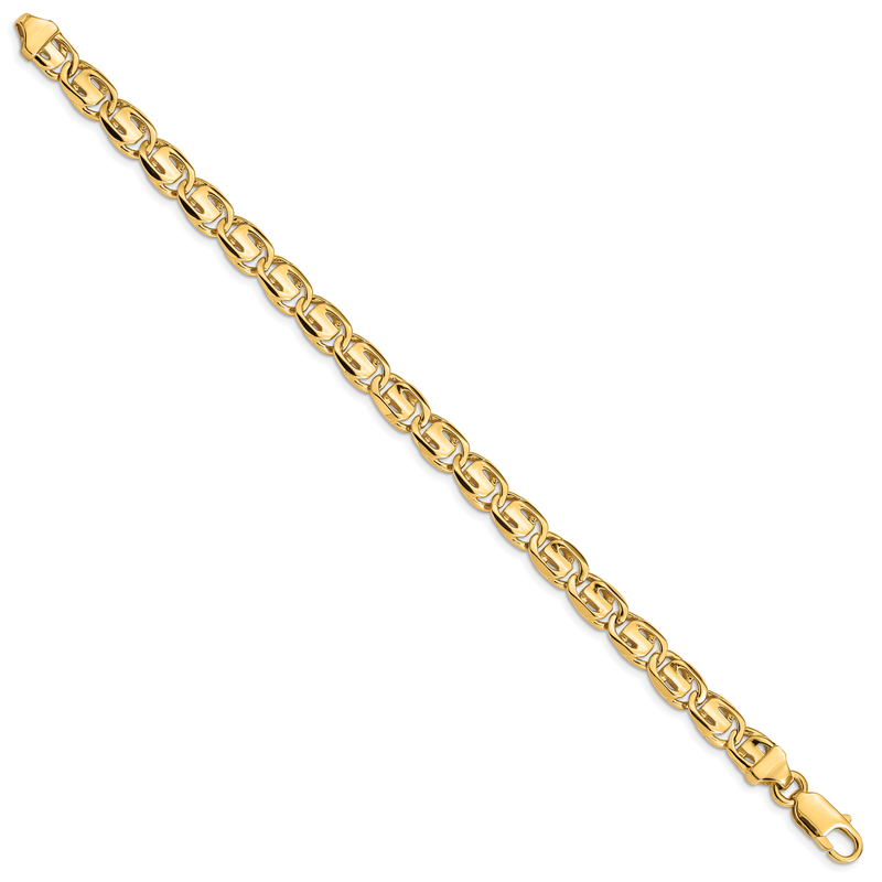 14K 18 inch 7.5mm Hand Polished Fancy Link with Lobster Clasp Chain