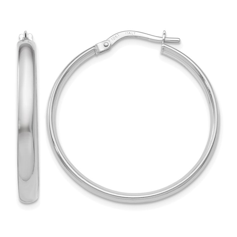 10K White Gold Polished Hoop Earrings