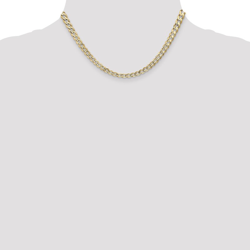 14K 26 inch 5.25mm Open Concave Curb with Lobster Clasp Chain